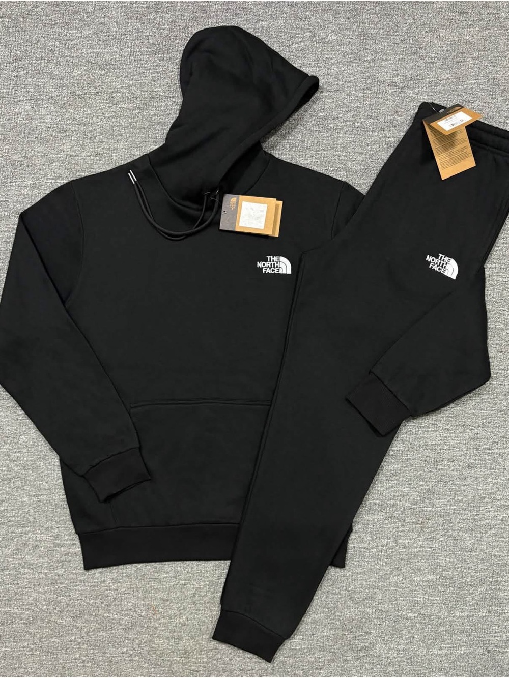 Adult The North Face Men's Black Crewneck Hoodie and Joggers Set